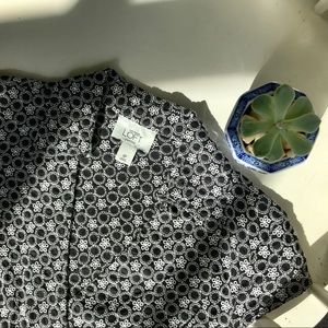 LOFT Embroidered Black and White Collared Dress